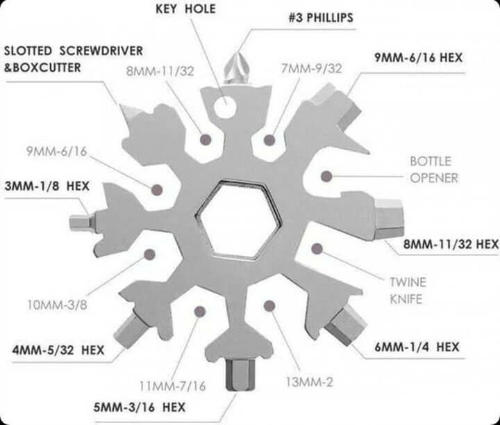 18-in-1 Snowflake Multitool & Multifunction Gadget