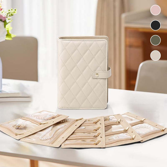 Luxury Portable Leather Jewelry Storage Book | Elegant, Secure & Take It Everywhere.